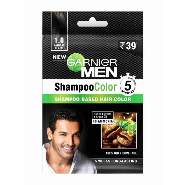 Garnier Men Shampoo Color Shade 1.0 Natural Black 10ml+10ml BD