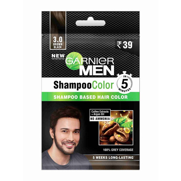 Garnier Men Shampoo Color Shade 3.0 Brown Black 10ml+10ml BD
