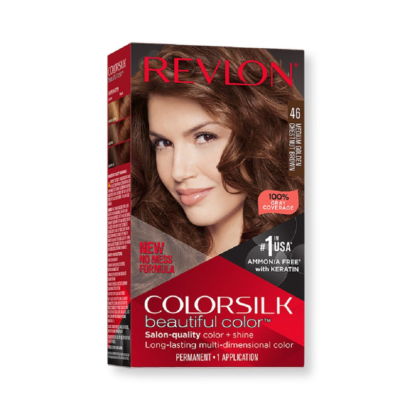 Revlon ColorSilk Beautiful Color Hair Color Medium Golden Chestnut Brown 46 BD